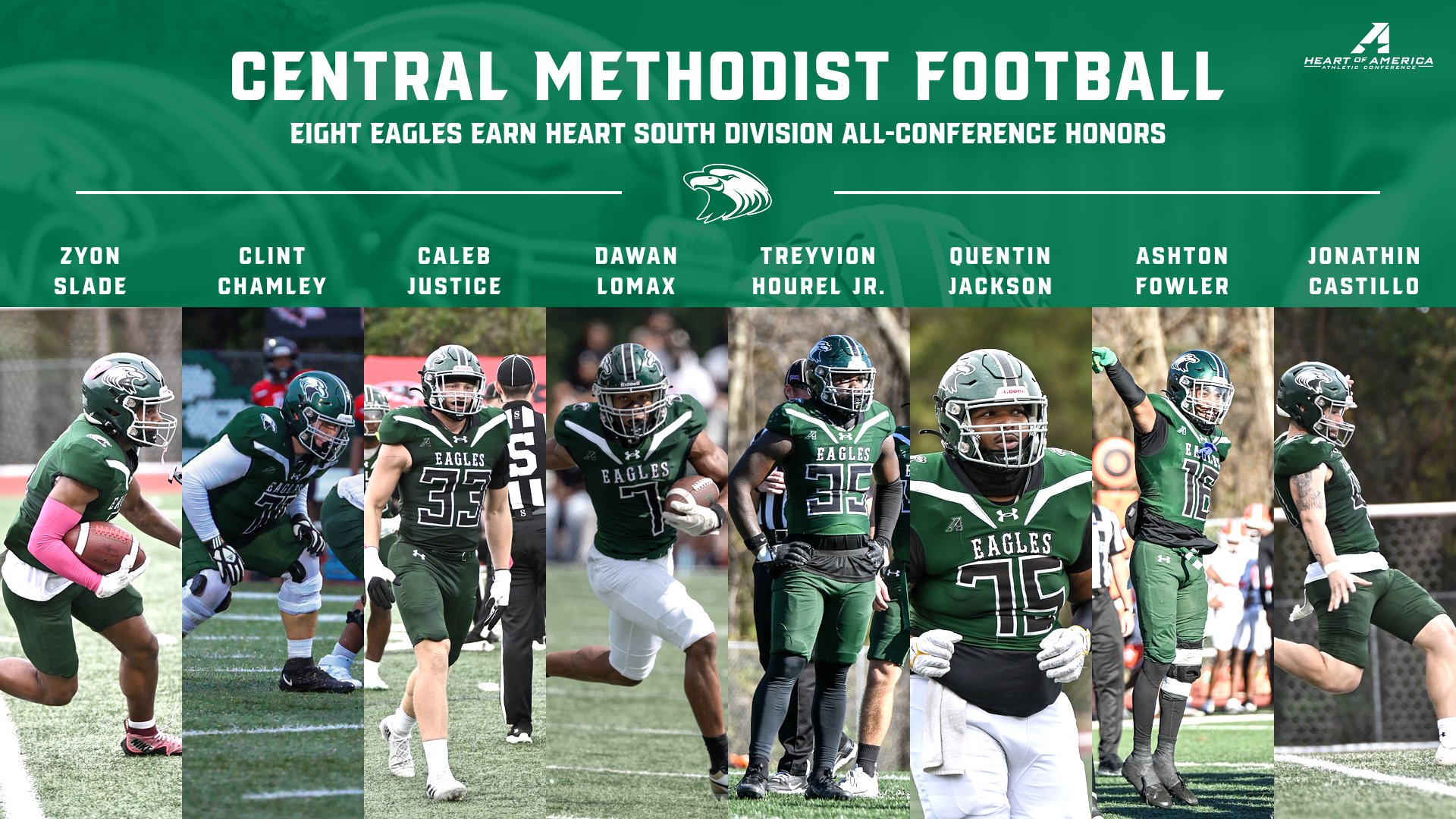 Eight Eagles Named Heart South Division All-Conference