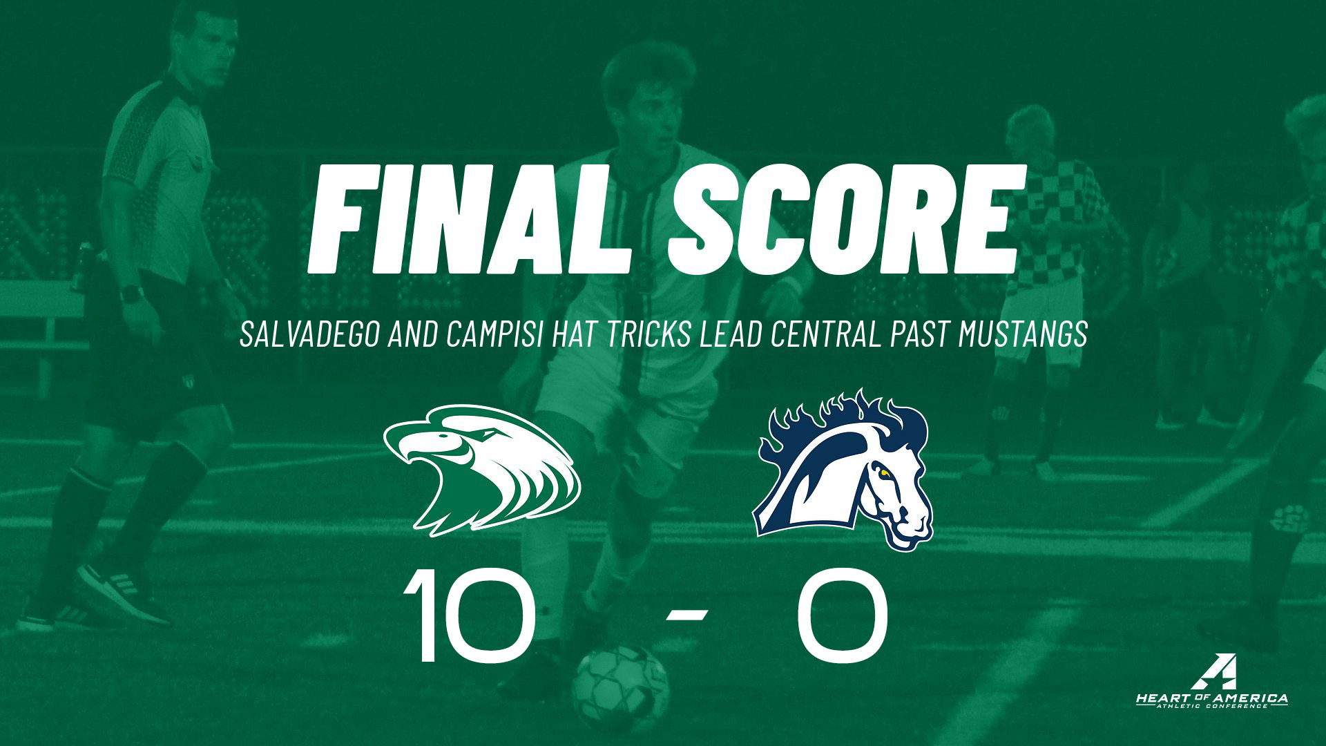 Salvadego and Campisi hat tricks lead No. 2 CMU past Mustangs, 10-0