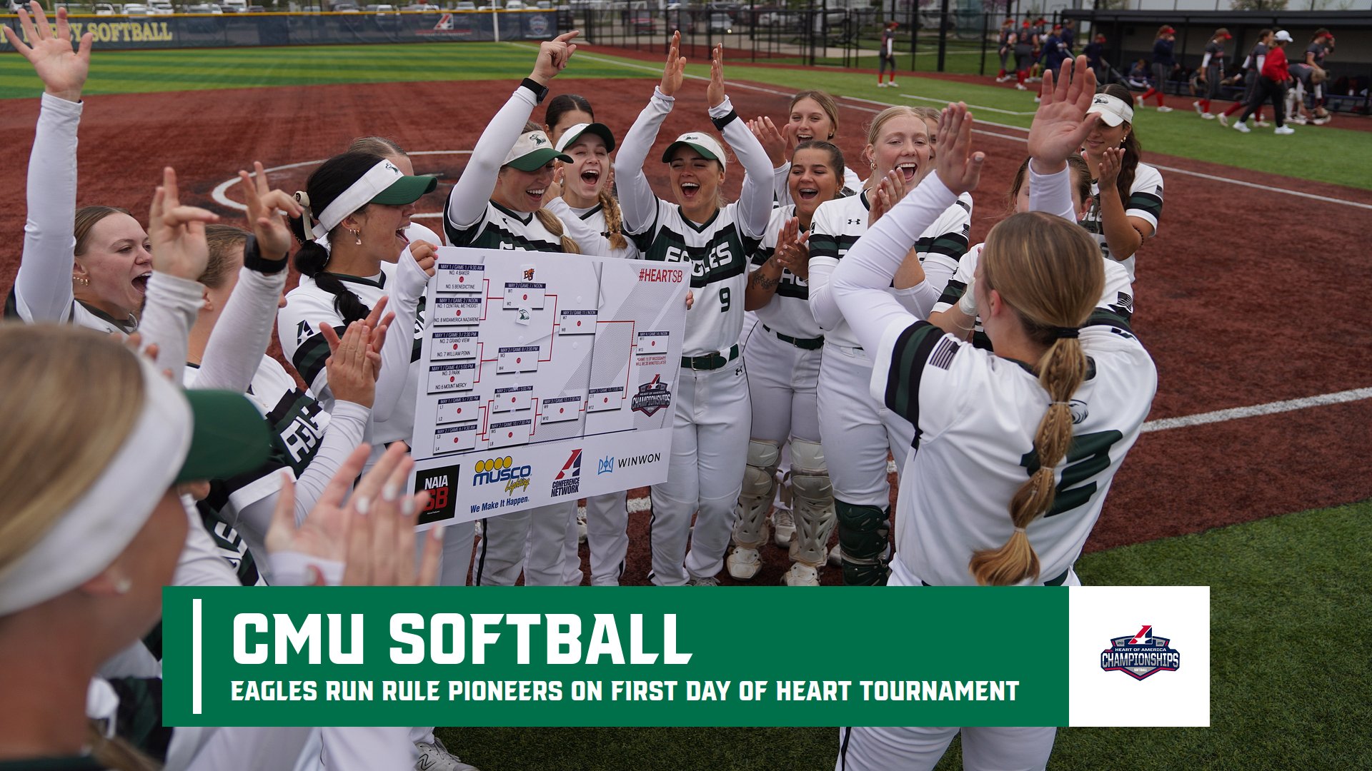 Eagles Run Rule Pioneers on Day One of Heart Tournament