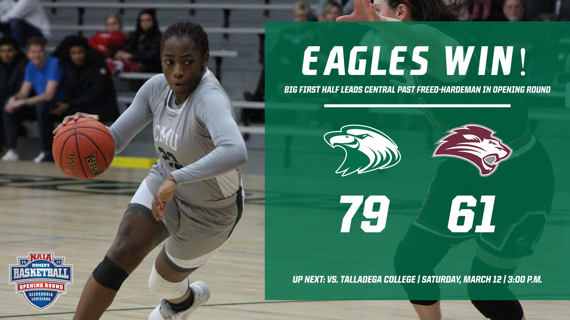 Big first half leads Central past Freed-Hardeman in first game of Opening Round