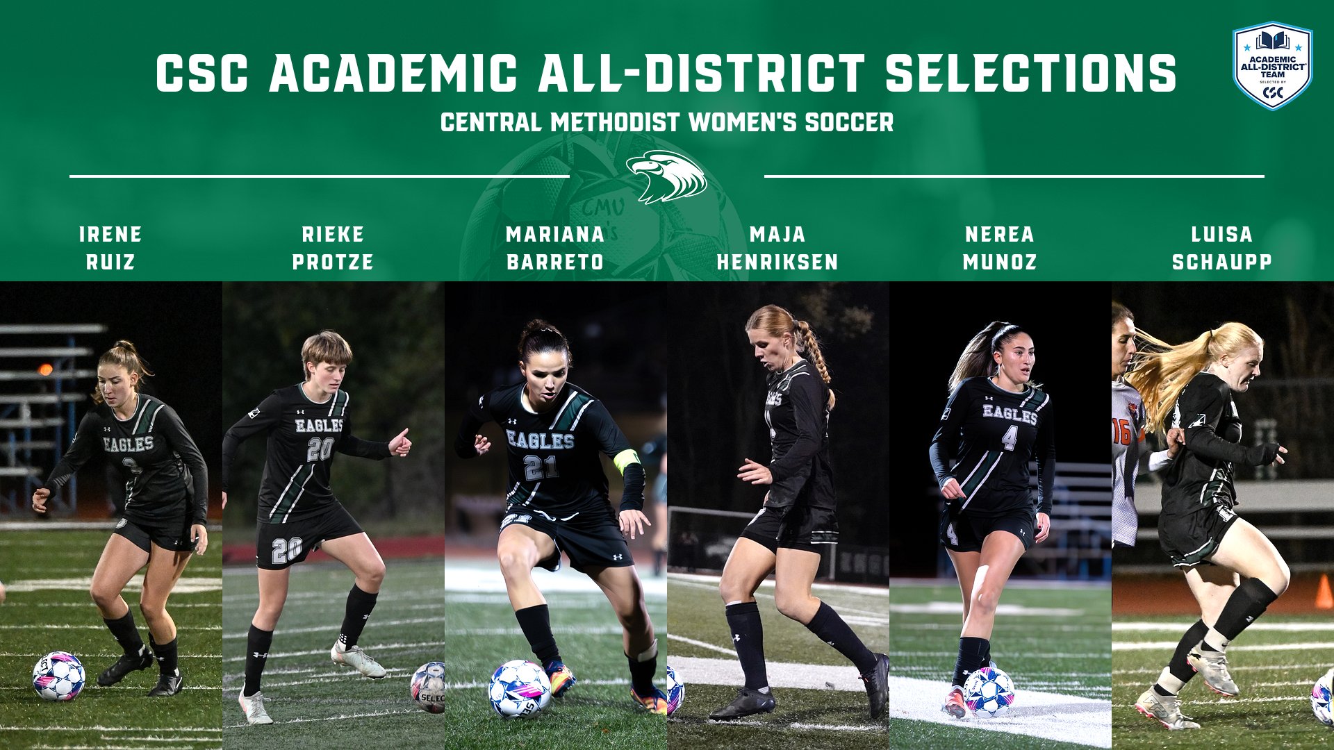Six Eagles Recognized as CSC Academic All-District Honorees