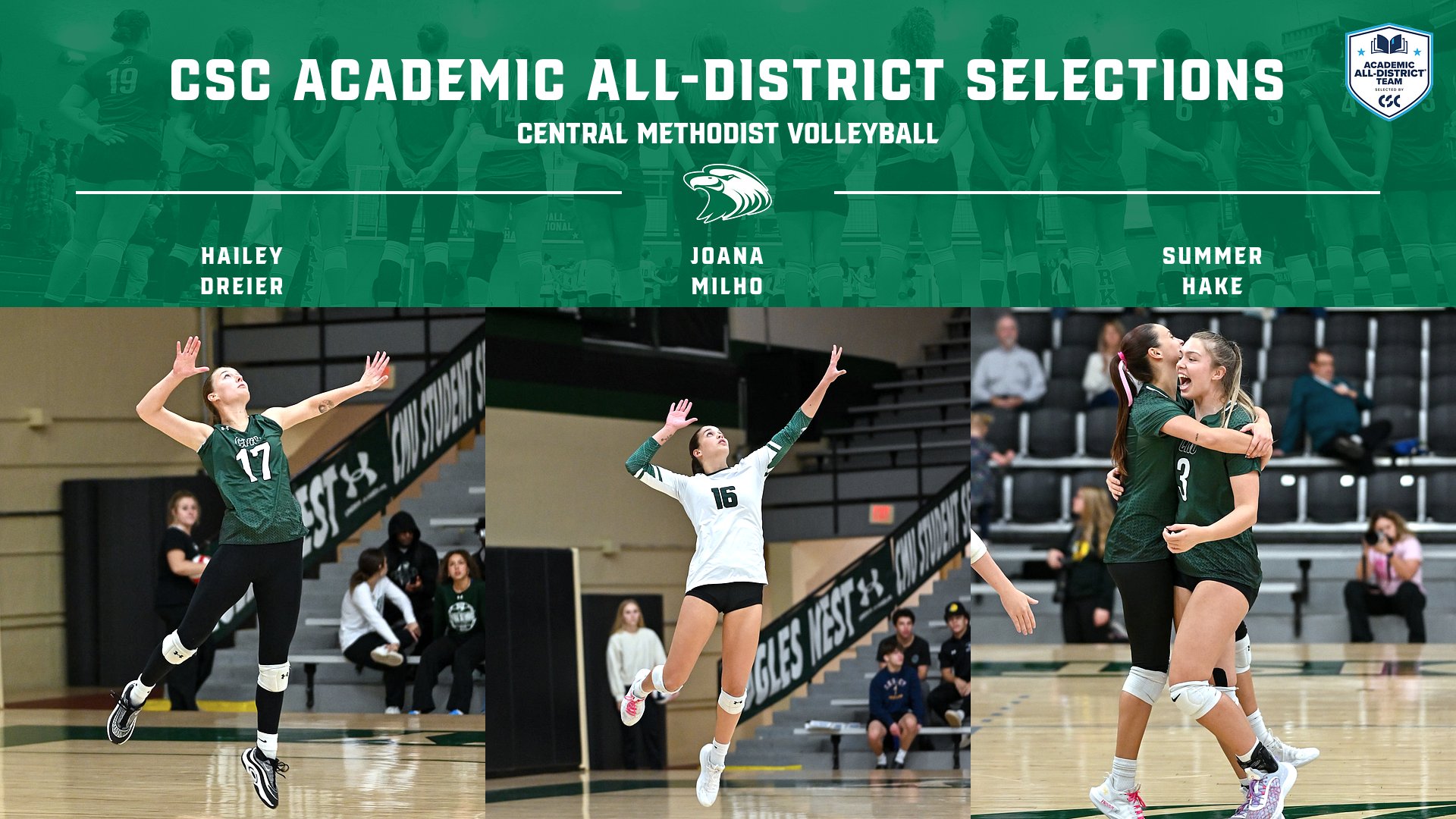 Volleyball Trio Earns Academic All-District Honors from CSC